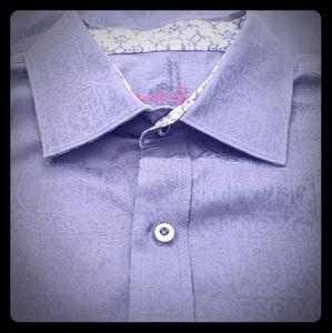 Robert Graham Classic Gray Shirt with Flip cuffs
